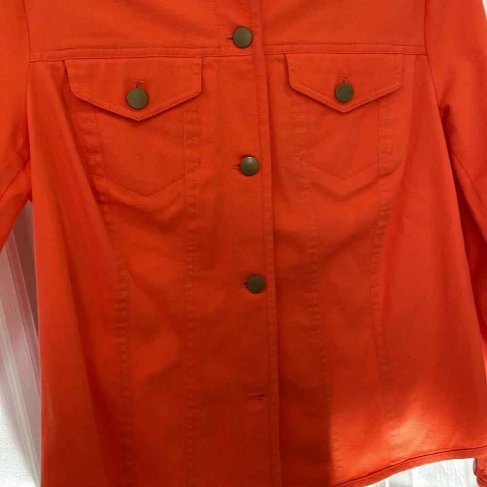 PENDLETON  BRIGHT ORANGE DENIM STRETCH BUTTON UP JACKET TOP SIZE SMALL